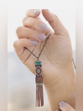 Plunder Turquoise Beaded Vera Louise Tassel Necklace